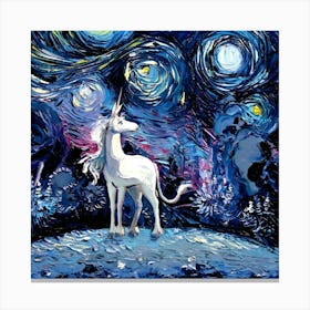 Unicorn Fantasy Van Gogh Starry Night Canvas Print