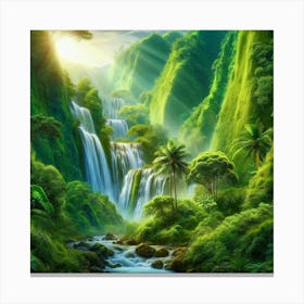 Waterfall In The Jungle 9 Canvas Print