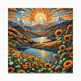 Sunset Sunflowers Canvas Print