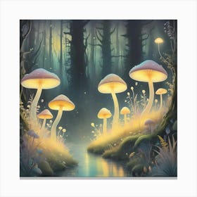 Mushrooms In The Forest Canvas Print