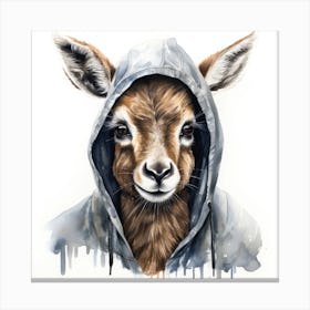 Watercolour Cartoon Waterbuck In A Hoodie 1 Canvas Print