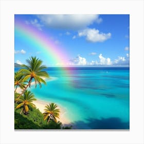 Rainbow Over The Beach Canvas Print