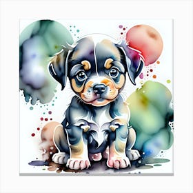 Puppy Watercolor Painting Canvas Print