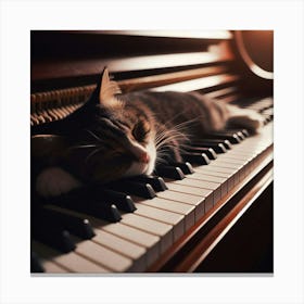 Cat Sleeping On Piano 3 Canvas Print