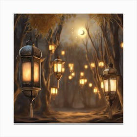 Lanterns In The Forest 2 Canvas Print