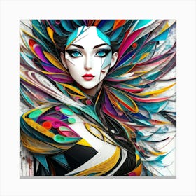 Aquarela Oil Paint Girl (90) Canvas Print