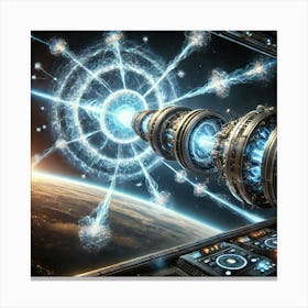 A High Tech, Sci Fi Depiction Of A Massive Orbital Canvas Print