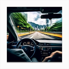 Vehicle View Transportation Drive Car Auto Mirror Vision Driver Street Landscape Traffic (4) Canvas Print