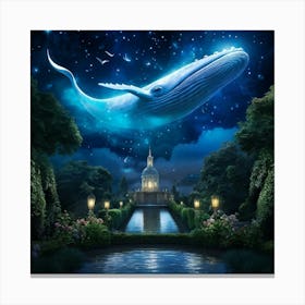 Sky Whale Colossus Among The Constellations Floats Serenely Within A Garden Suspended In The Heave Canvas Print