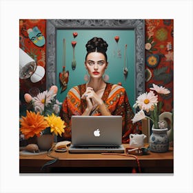 Frida Kahlo's relative nowadays Canvas Print