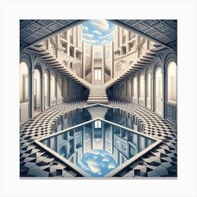 Illusionist Inspired by: M.C. Escher's Architectural Illusions and Impossible Spaces Canvas Print