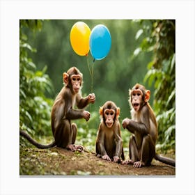 Monkeys With Balloons Canvas Print