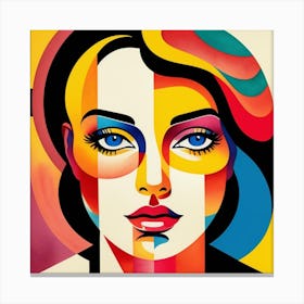 Retro Cubism Face 4 Canvas Print