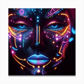 Neon Face Art Canvas Print