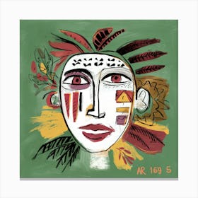 Folk Abstract Face Illustration (4) Canvas Print