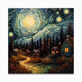 Festive Strokes of Starry Night Canvas Print