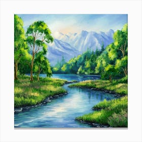 River In The Mountains Canvas Print