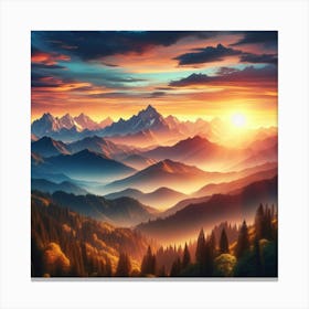 Sunset In The Mountains 4 Canvas Print