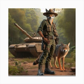 Fox And Soldier Canvas Print