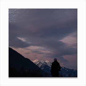 Silhouette Of A Person In The Snow Canvas Print