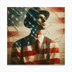 A american flag, a man Canvas Print