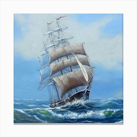 Sailing Ship In Rough Seas Canvas Print