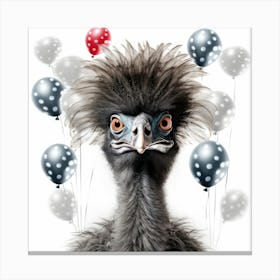 Ostrich With Balloons 1 Canvas Print