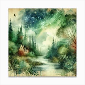 Watercolor Of A Forest 5 Canvas Print