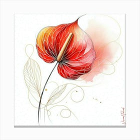 Red Anthurium Flower II. Canvas Print