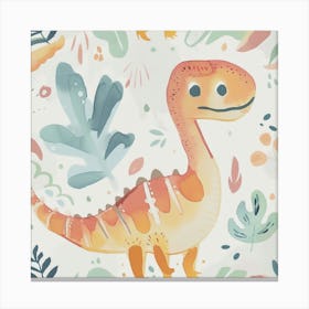 Allosaurus Dinosaur Muted Pastels Pattern 2 Canvas Print