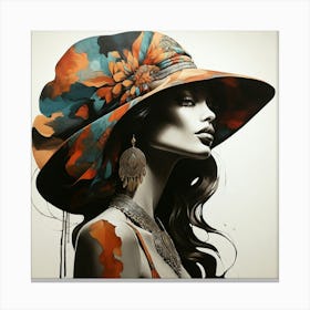 Boho Art Silhouette of a stylish woman 1 Canvas Print
