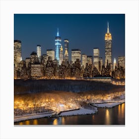 New York City Skyline At Night Canvas Print