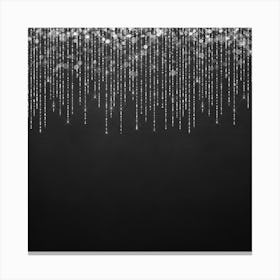 Silver Sparkles On Black Background 1 Canvas Print