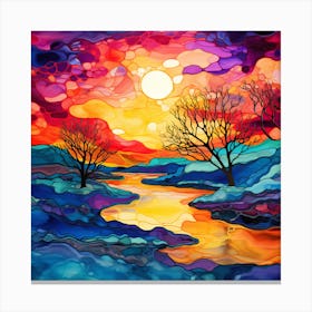 Sunset Over The River 3 Canvas Print