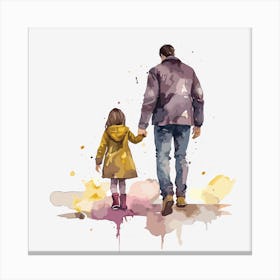 Father And Daughter Holding Hands Father's Day Canvas Print