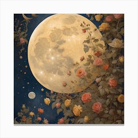 Moon And Roses Canvas Print