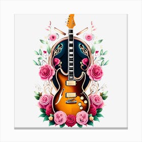Electric Guitar With Roses 4 Canvas Print