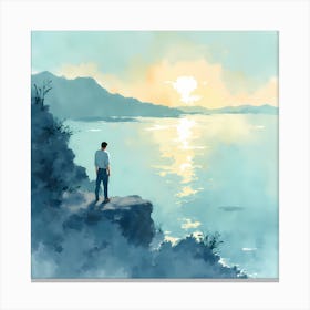 Man Looking At The Sunset Canvas Print