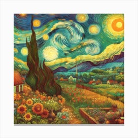 Landscape, style of Van Gogh Canvas Print