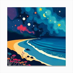 Night At The Beach 1 Canvas Print