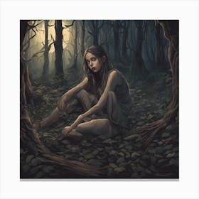 Girl In The Woods Canvas Print