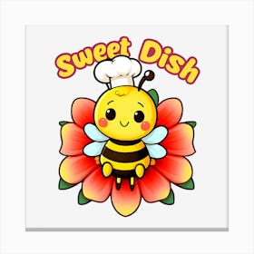 Sweet Dish And Honey Bee Canvas Print