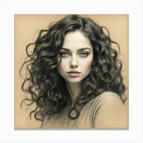 Portrait Of A Woman With Curly Hair Canvas Print