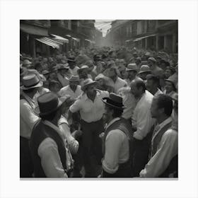 Crowd Of Men In Hats Canvas Print