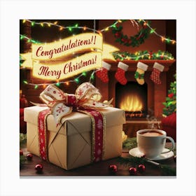 A Joyous Holiday Scene Featuring A Beautifully Wra Vt9zzij6qemtgc5wupyrqw Czi1tml9soelru87dpchra Canvas Print