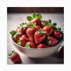 Fresh Ripe Delicious Strawberries In Bowl Healthy Food And Vegetarian 1 Canvas Print