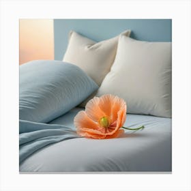 Bed With A Flower On It Canvas Print