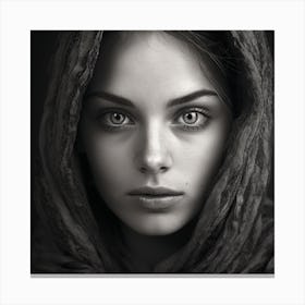 Black And White Portrait Of A Woman 2 Canvas Print