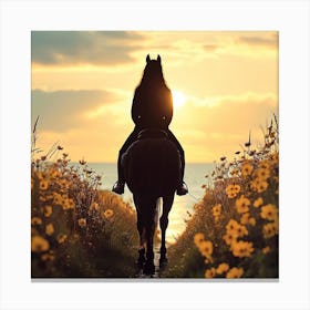 Sunset Horse Rider Canvas Print