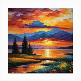 Sunset By The Lake 56 Canvas Print